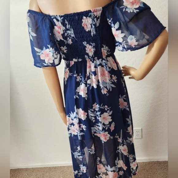 Lily Rose Dresses & Skirts - Lily Rose Navy and Pink Floral High Low Dress